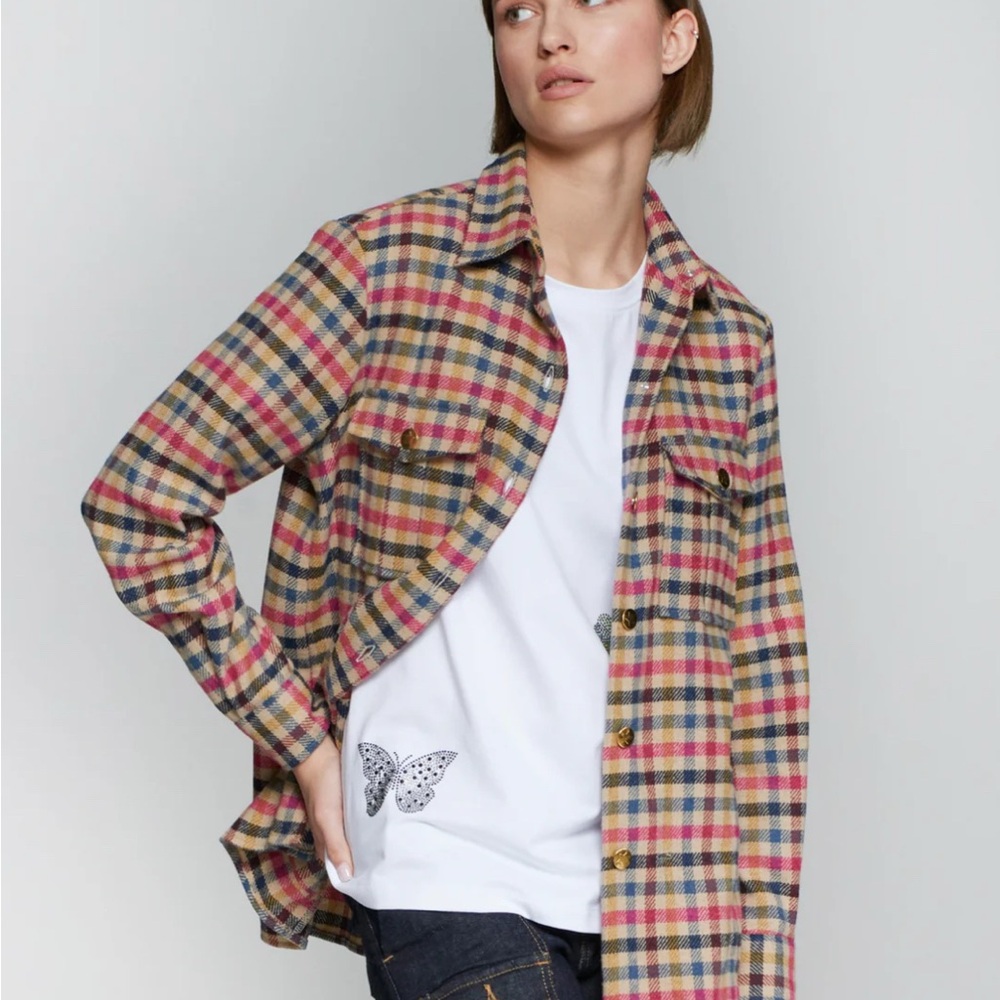NWT Vilagallo Overshirt Camel Plaid These Boots Were Made for Dancing XL 42